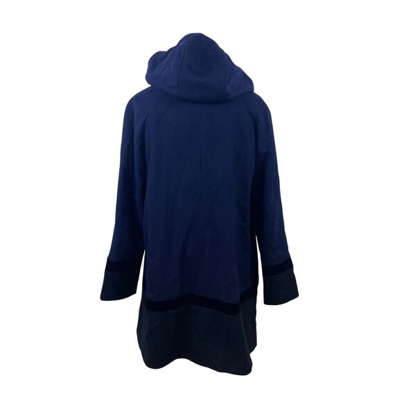 Forecaster Women’s Navy Wool Hooded Coat With Velvet Trim Warm Outerwear Sz 12 - Picture 4 of 10